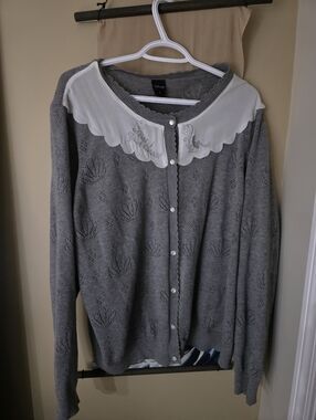 Disney The Little Mermaid Grey Pointelle Girls Cardigan Size 2X Plus Size